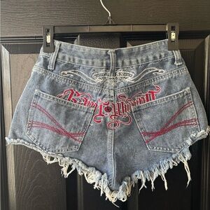 ‼️Price Drop‼️End of Summer Sale‼️ ROMWE Blue Jean Shorts with Red Details